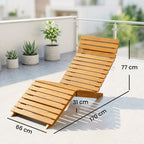 Gartenliege, Sonnenliege, Massivholz, Braun, 66 x 170 x 77 cm
