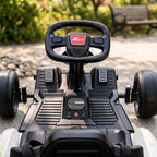 24 V Elektro Go-Kart für Kinder Bis 18 Km/h Gokart mit Drift-Funktion, Drift-Kart mit 2 Motoren verstellbar Sitz Weiß