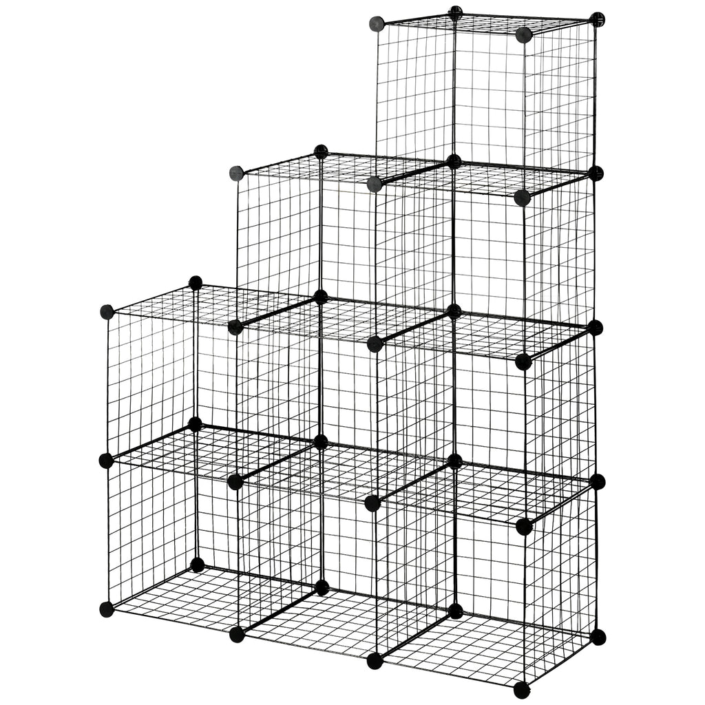 Steckregal, Würfelregal, Schuhregal, 9 Würfel, modularer Aufbau, Stahl, schwarz, 35 x 35 x 35 cm je Würfel