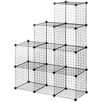 Steckregal, Würfelregal, Schuhregal, 9 Würfel, modularer Aufbau, Stahl, schwarz, 35 x 35 x 35 cm je Würfel