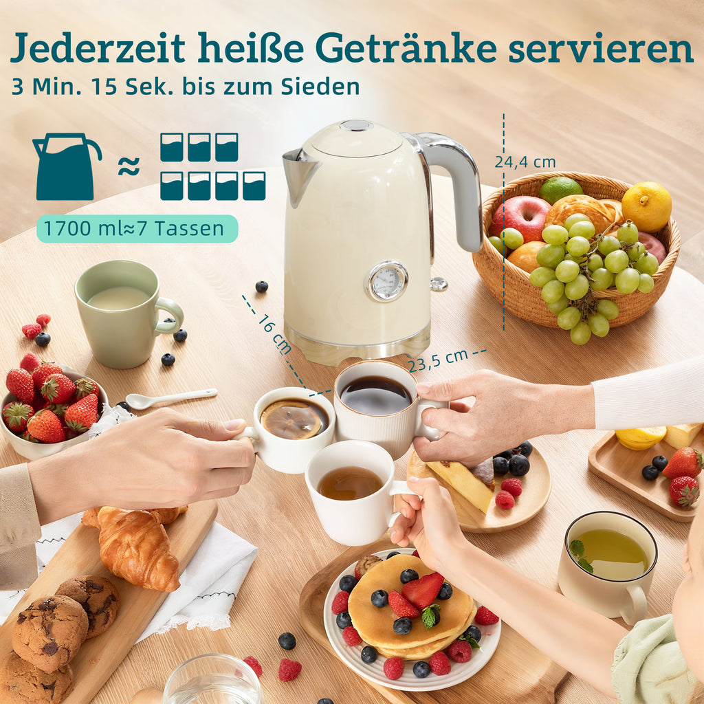Wasserkocher- und Toaster-Set, 2200W, 7 Br?unungsstufen, versch. Funktionen, Creme