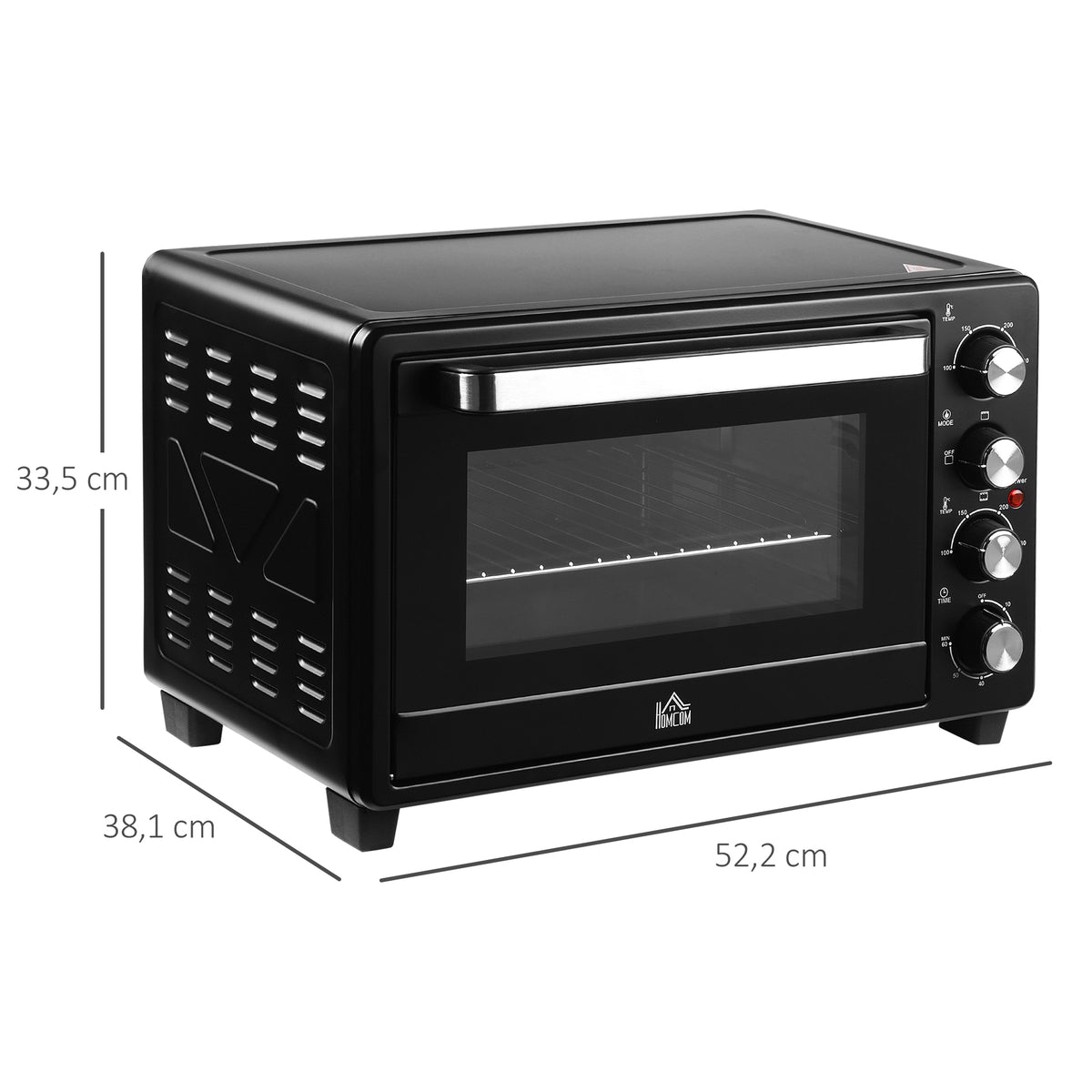 Mini-Ofen Toasterofen, 1 Backblech, 1 Grilrost, Timer-Funktion, Schwarz