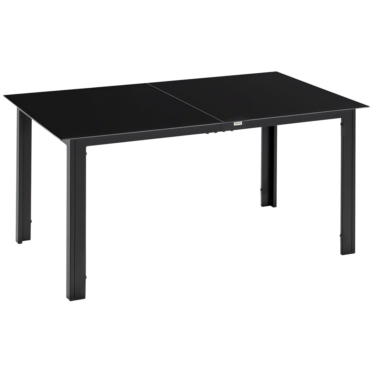 Outdoor Dining Table for 6, Aluminium Rectangular Garden Table with Tempered Glass Tabletop for Yard, Patio, Black