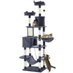 206cm Cat Tree, Multi-Level Cat Tower with Scratching Posts and Board, Beds, Condos, Platforms, Toy Balls, Dark Grey