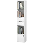 Bücherregal mit 2 Schubladen, Schmal, für Büro, 30x24x158cm Weiß