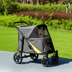 Foldable Pet Stroller, with Universal Wheels, Shock Absorber, for Medium and Large Dogs - Grey