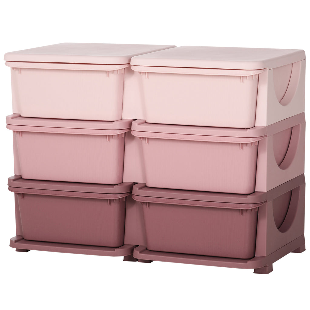 Kids Storage Unit, with Six Drawers - Pink