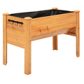 Hochbeet aus Holz Kr?uterbeet Pflanzkasten mit Abflussloch Haken Blumenkasten mit F¨¹?en Massivholz Natur 120 x 60 x 81 cm