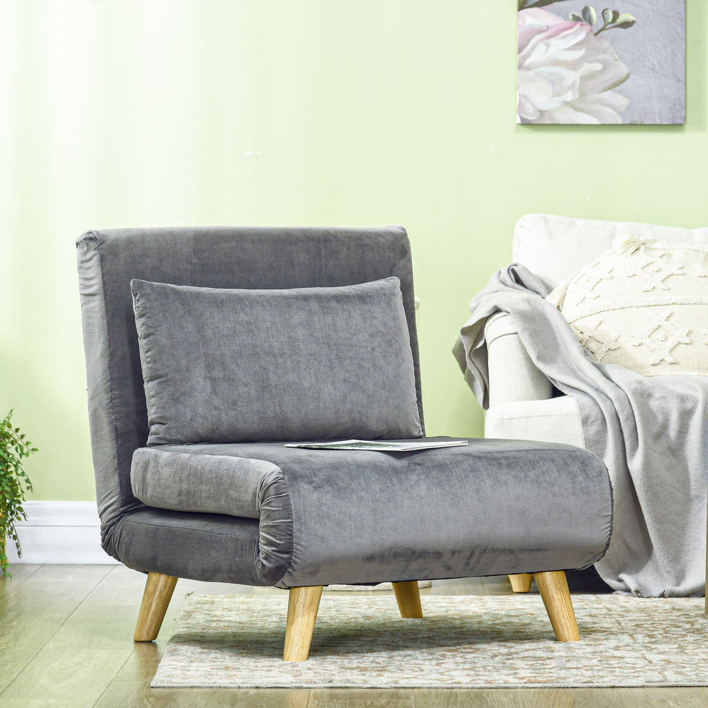 2-in-1 Sessel, Relaxsessel, G?stebett, 72 cm x 78 cm x 79 cm, Grau