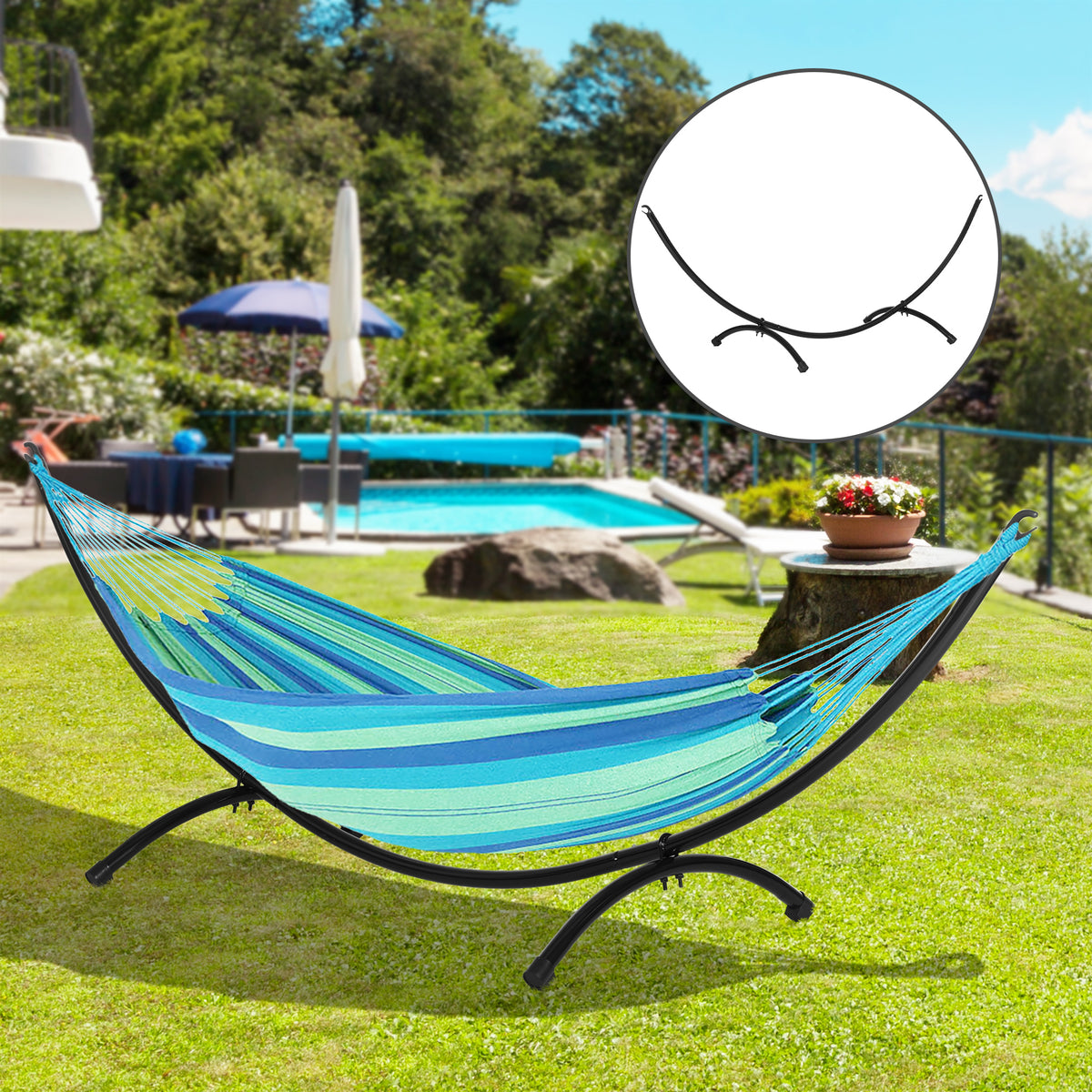 3(m) Universal Hammock Stand Metal Frame Garden Camping Picnic Outdoor Patio Replacement – Stand Only