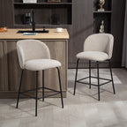 2er-Set Barhocker mit Rückenlehne und Fußstütze, Polsterstühle mit Stahlbeinen für Kücheninsel, Esszimmer, Hellgrau