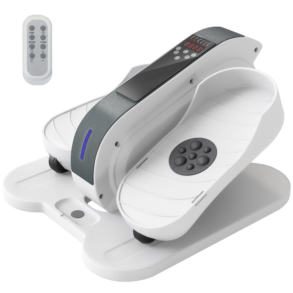 Sitzpedaltrainer, Mini-Ellipsen-Trainer mit LCD-Monitor, Fernbedienung, 10 einstellbare Geschwindigkeitsstufen, Weiß