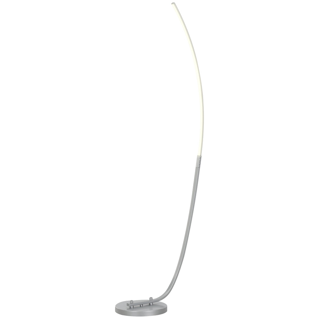 LED-Flurlampe mit anpassbarer Helligkeit, Moderne Stehlampe mit Fußschalter für Schlafzimmer, Wohnzimmer, Silber