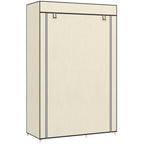 Fabric Wardrobe w/ Shelves Hanging Rail Foldable Wardrobe Cream