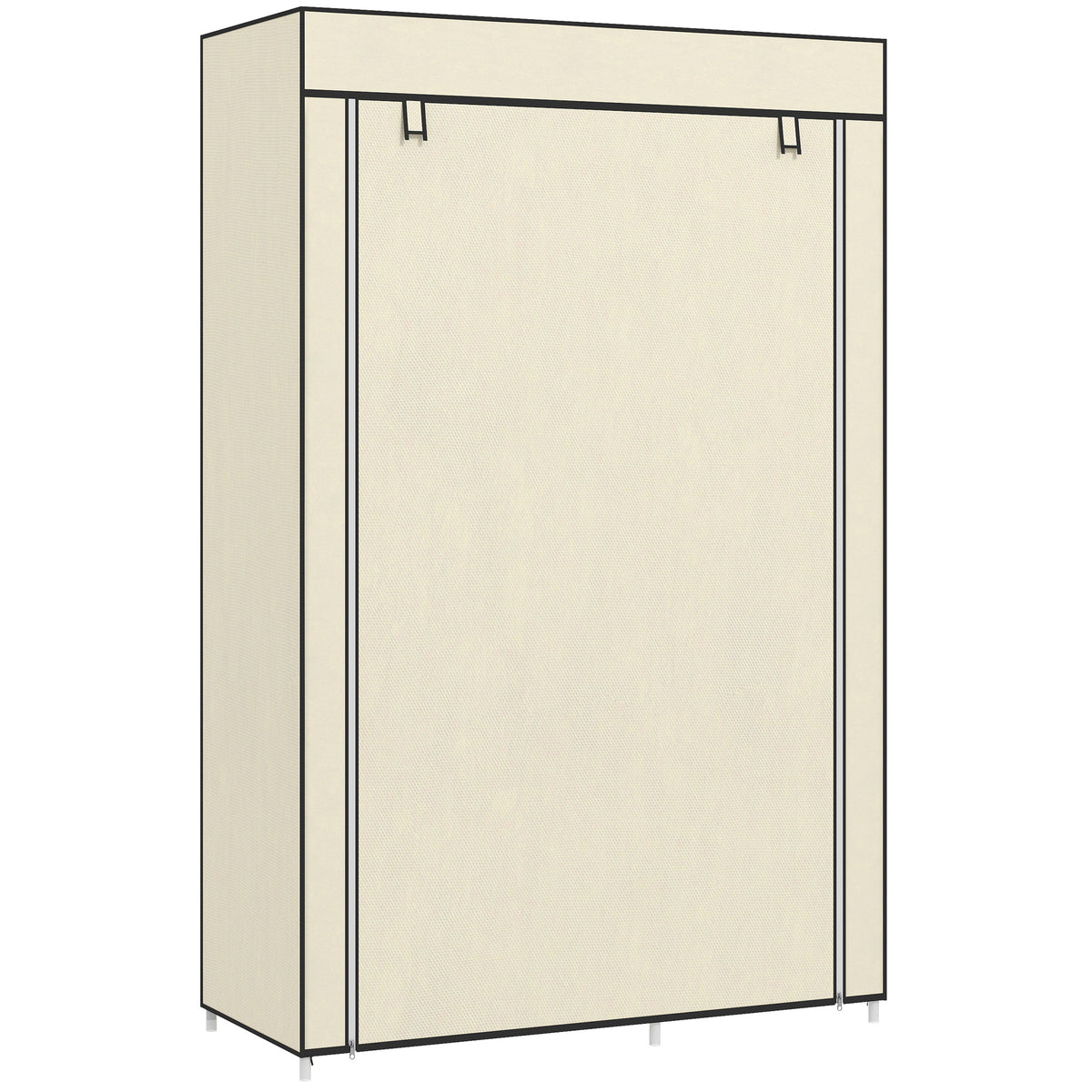 Fabric Wardrobe w/ Shelves Hanging Rail Foldable Wardrobe Cream