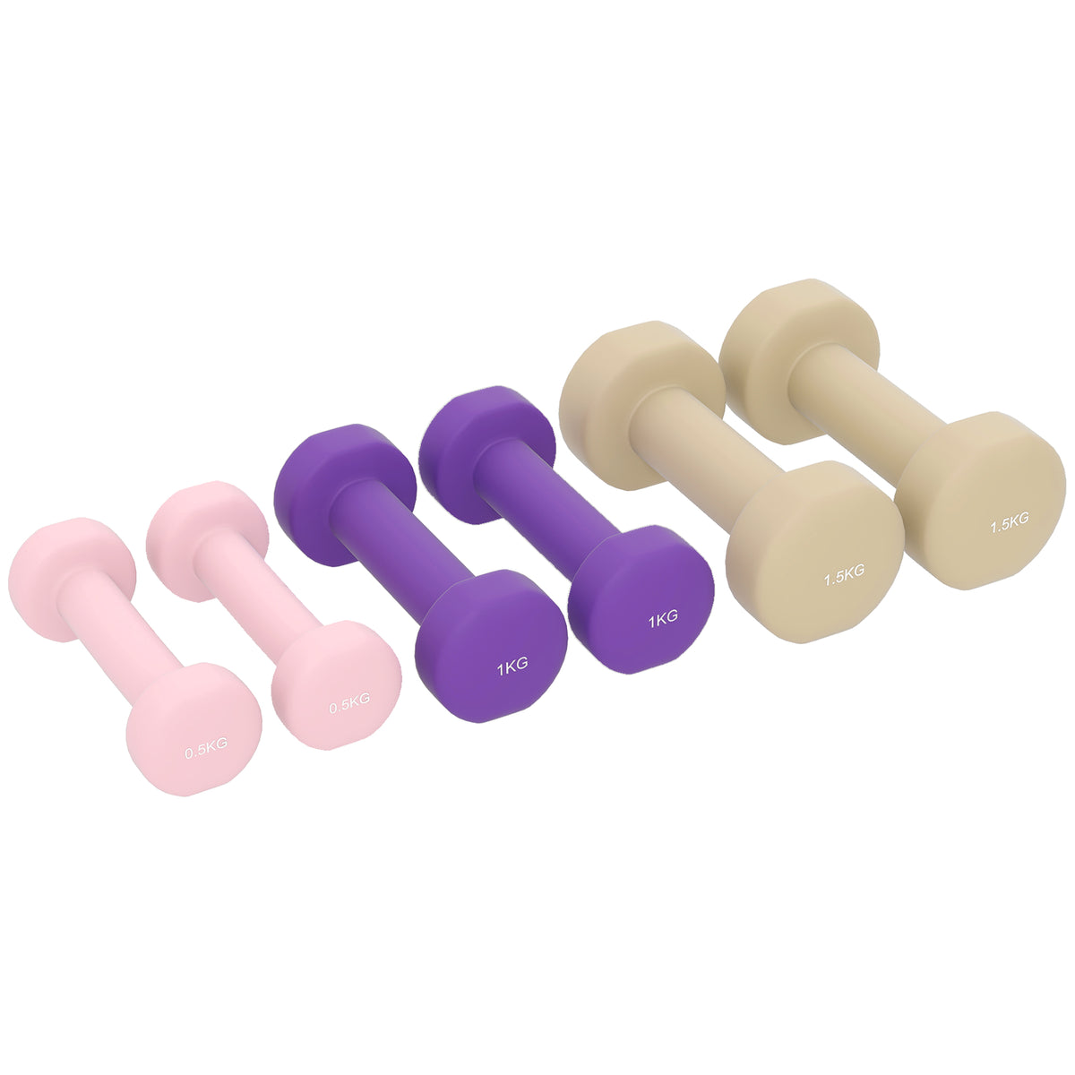 6Kg Dumbbell Set, Fitness Weight Set for Men and Women, Home Gym Workout, Pink, Purple, Brown