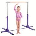 Height Adjustable Gymnastics Horizontal Bar for Kids, Children Junior Kip High Bar Fitness, Purple