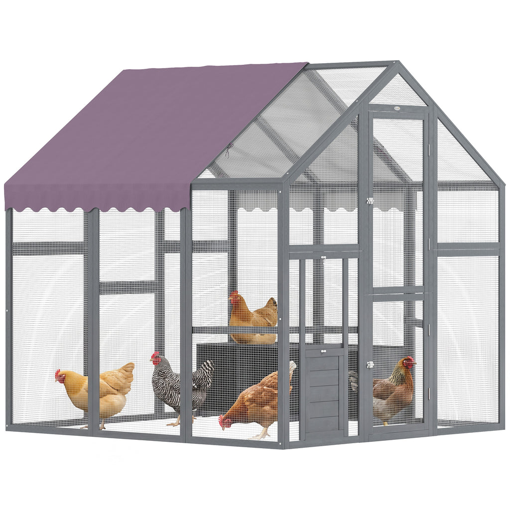 Large Walk In Chicken Run with Waterproof & Anti-UV Cover, for 6-8 Chickens, for Garden, Farm, 5.5' x 6' x 6'
