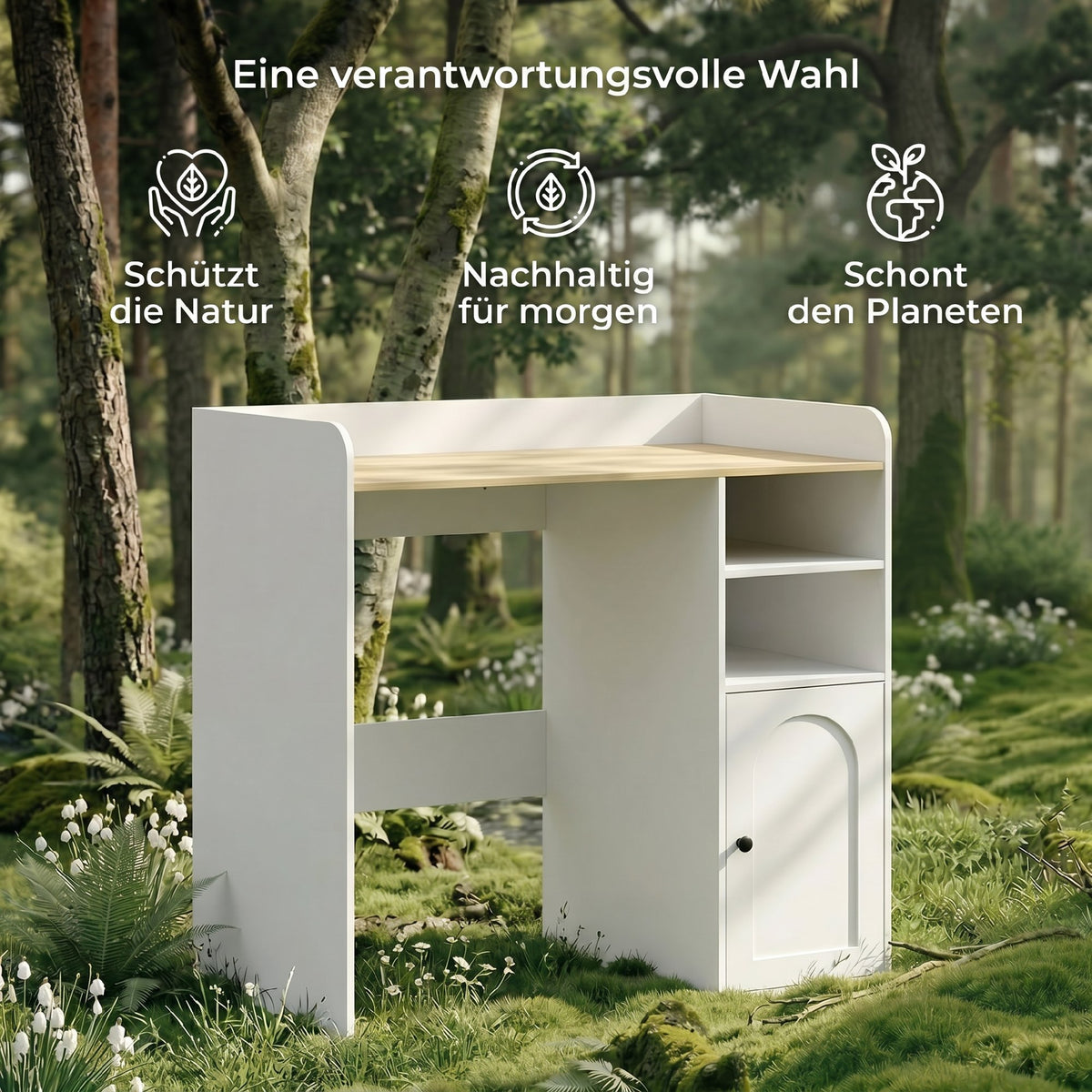 Waschmaschinenschrank Badschrank 93,5 x 60 x 100 cm Weiß und Natur