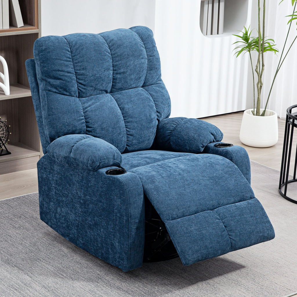 Relaxsessel mit Fu?st¨¹tze, Liegesessel, drehbar, bis 150 kg, Stahlrahmen, 88x96x108cm, Dunkelblau