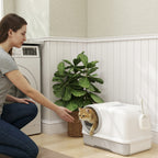 Katzentoilette mit Deckel Schaufel ausziehbares Tablett 2 Aktivkohlefilter für Katzen bis 5 kg 59x39,5x39,5cm Weiß+Grau