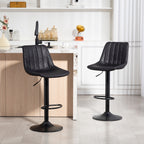 2er-Set Barhocker im Retrodesign, inkl. Fußstütze, höhenverstellbar, Gaslift, Schwarz
