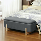 Hocker mit Stauraum, Sitzbank mit Schaumstoffpolsterung, Leinenimitat, 111 x 44 x 44,5 cm, Dunkelgrau