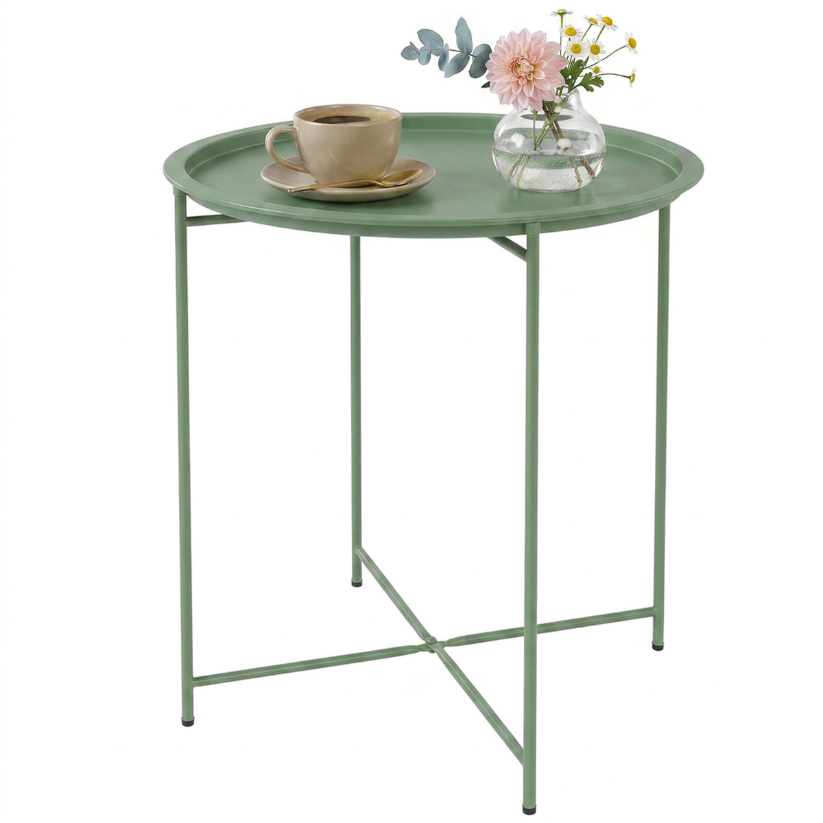 Steel Removable Tray Top Garden Table - Green