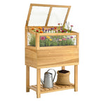 Hochbeet mit Frühbeetaufsatz aus Holz erhöhter Pflanzkasten mit aufklappbar Abdeckung Regal Vliesstoff Ergonomisch