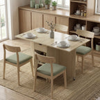 Klappbarer Esstisch für 2-4 Personen, Rollbarer Tisch mit offenem Fach und Schublade, ideal für kleine Räume, Natur