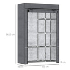 Fabric Wardrobe w/ Shelves Hanging Rail Foldable Wardrobe Dark Grey
