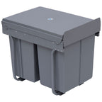 M¨¹lleimer-Konstruktion mit 3 Abfalleimern zur M¨¹lltrennung, Schienensystem, einbaubar, 3er-Set M¨¹llbeh?lter, Grau