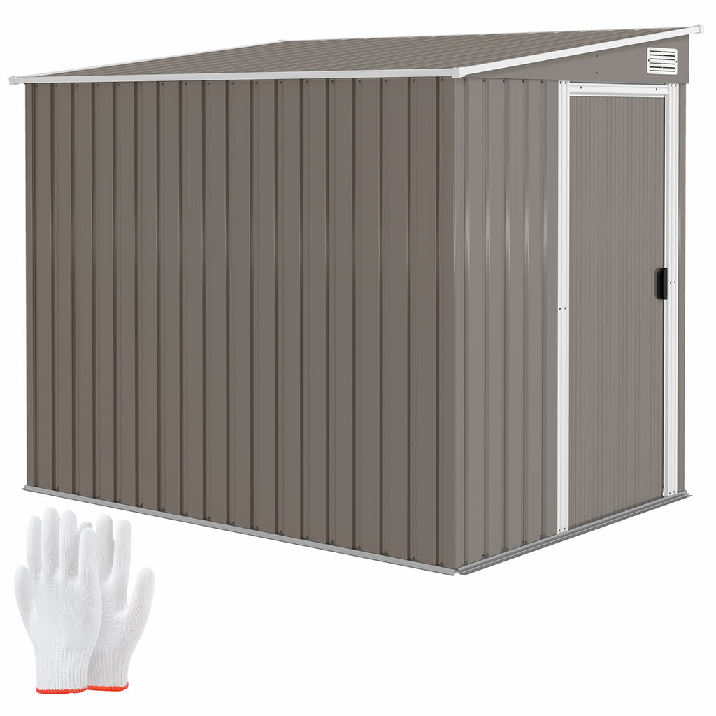 Metall Gerätehaus 2,81m² 154x206,5x181 cm Geräteschuppen mit Pultdach Fundament
