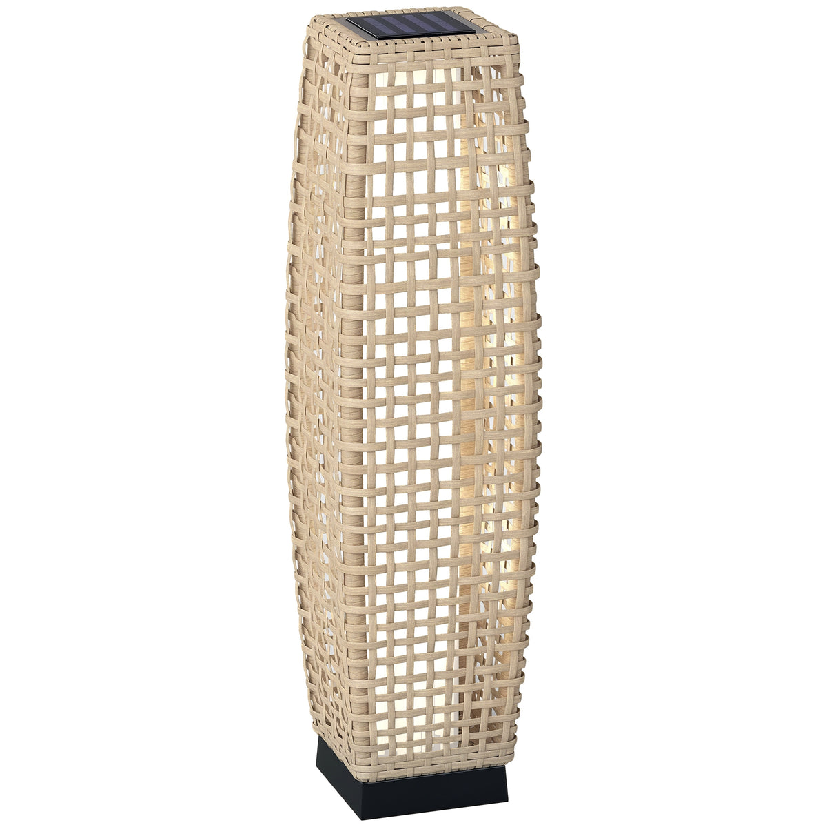 Solar Stehlampe Rattan Solarlampen mit Lichtsensor Automatische LED Solarleuchte im Boho-Stil IP44 Wasserdicht