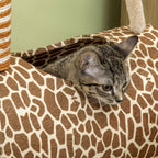 Giraffe-Designed Cat Tree, with Scratching Posts, Cat Tunnel, Toy Ball - Beige