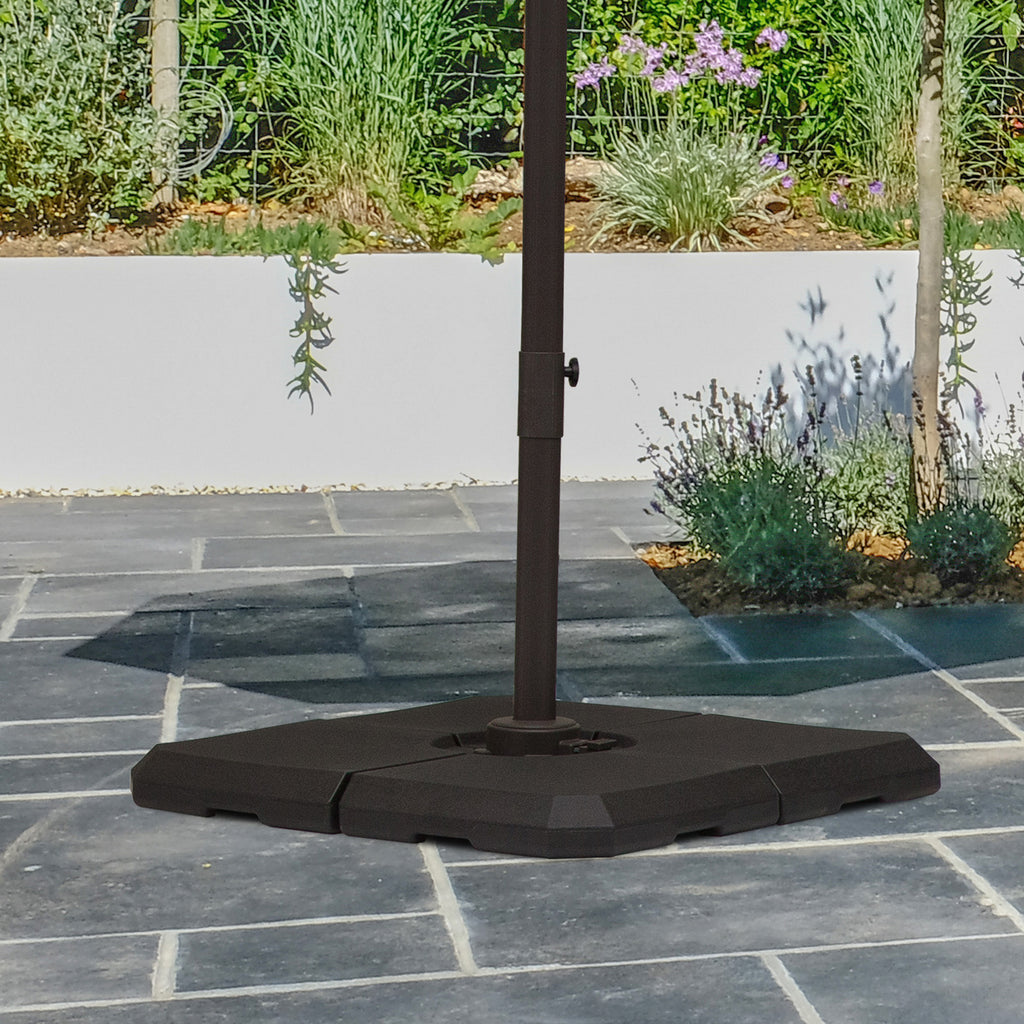 Set of 4 Parasol Base Stand Weights for Cantilever Parasols, Water and Sand Filled, Up to 120kg, Black