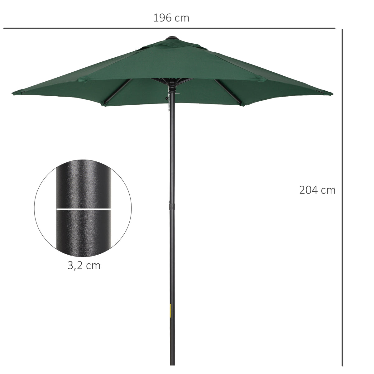 Sonnenschirm ?196 cm, sechseckig Balkonschirm f¨¹r Strand Balkon Garten, Gr¨¹n