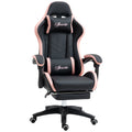 Bürostuhl, Gamingstuhl, 1 Kopfstütze, 1 Lendenstütze, Rosa + Schwarz