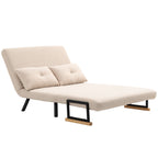 Schlafsofa 2er-Sofa Samtsofa, Schlaffunktion, inkl. 2 Kissen, Samtoptik, Natur + Beige + Schwarz