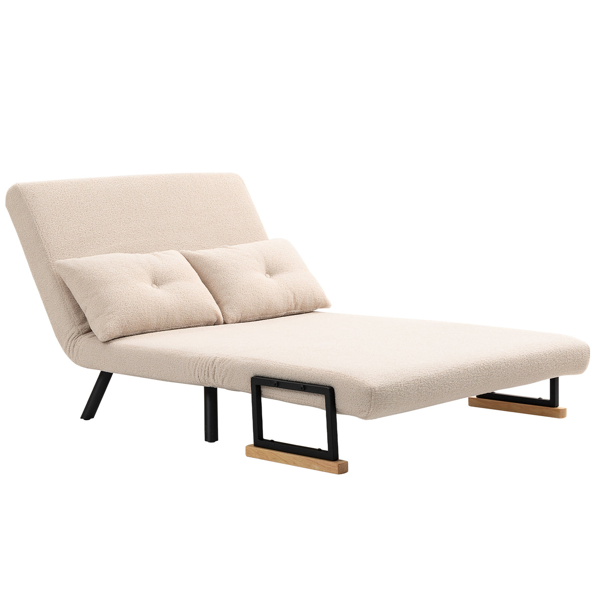 Schlafsofa 2er-Sofa Samtsofa, Schlaffunktion, inkl. 2 Kissen, Samtoptik, Natur + Beige + Schwarz