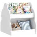 Kinderregal, 2-stöckiges Kinder-Bücherregal mit Rädern, 4 Regalen, für Kinderzimmer, Spielzimmer, 54x50x56 cm, Weiß