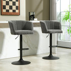 Barhocker 2er-Set, Schalenrücken, höhenverstellbar, Fußstütze, für Küche oder Esszimmer, Metallbasis, Dunkelgrau