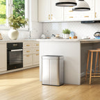 55L Sensor Bin, Large Automatic Touchless Rubbish Bin with Soft-Close Lid, Silver Tone