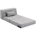 Bodensofa, Polstercouch, in Matratze umwandelbar, Schaumstoff, Kissen, Hellgrau