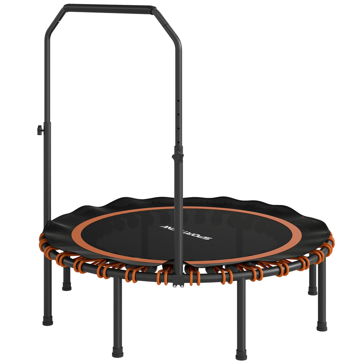Fitness-Trampolin mit verstellbarem Handlauf, Sport-Trampolin f¨¹r drinnen und drau?en, Stahl, Kunststoff, Orange