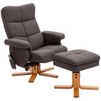 Relaxsessel mit Hocker, 360°drehbarer Fernsehsessel mit Massage, Liegefunktion, Massagesessel mit Seitentasche, TV-Sessel, Polyester für Wohnzimmer Braun