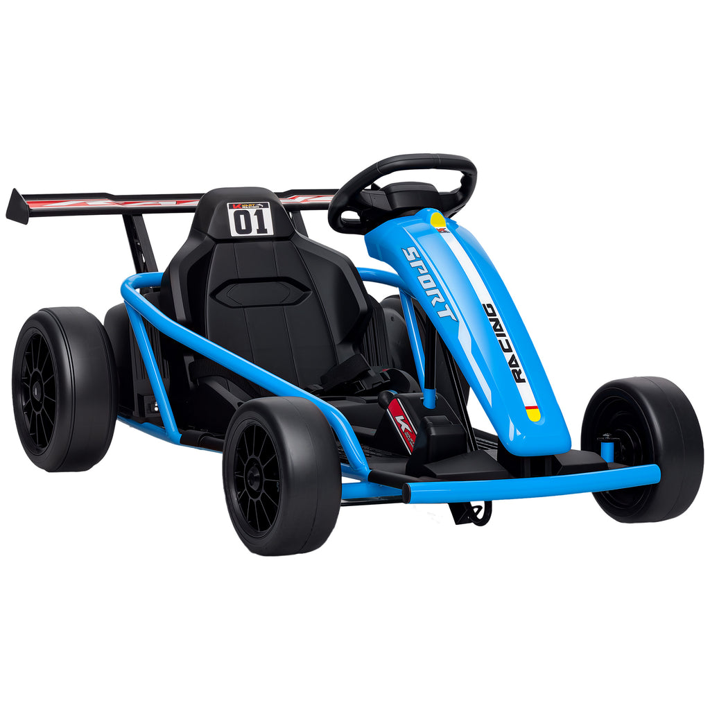 24V Elektro-Go-Kart zum Fahren und Driften, Nylon-Reifen, Sicherheitsgurt, Hupe, Musik f¨¹r 8-12 Jahre Blau