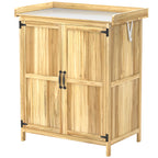 43 x 74cm Fir Wood Shed, with Metal Worktop - Natural Finish