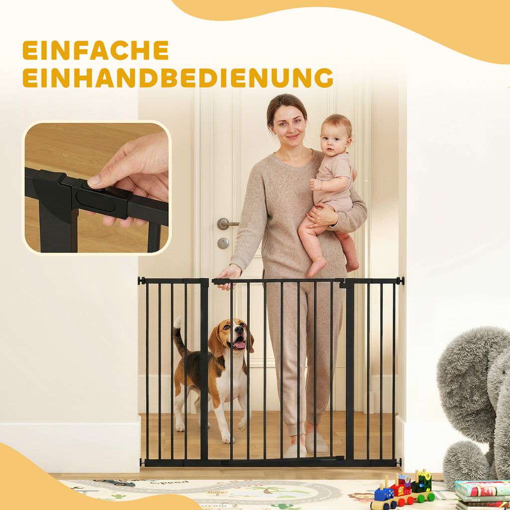 Hunde-Absperrgitter, erweiterbar, Klemmmontage, Stahl, 76-107 x 76 cm, Schwarz