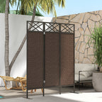 Raumteiler Paravant, Vintage-Design, 3-teilig, 148 cm x 33cm x 181 cm, Braun + Schwarz